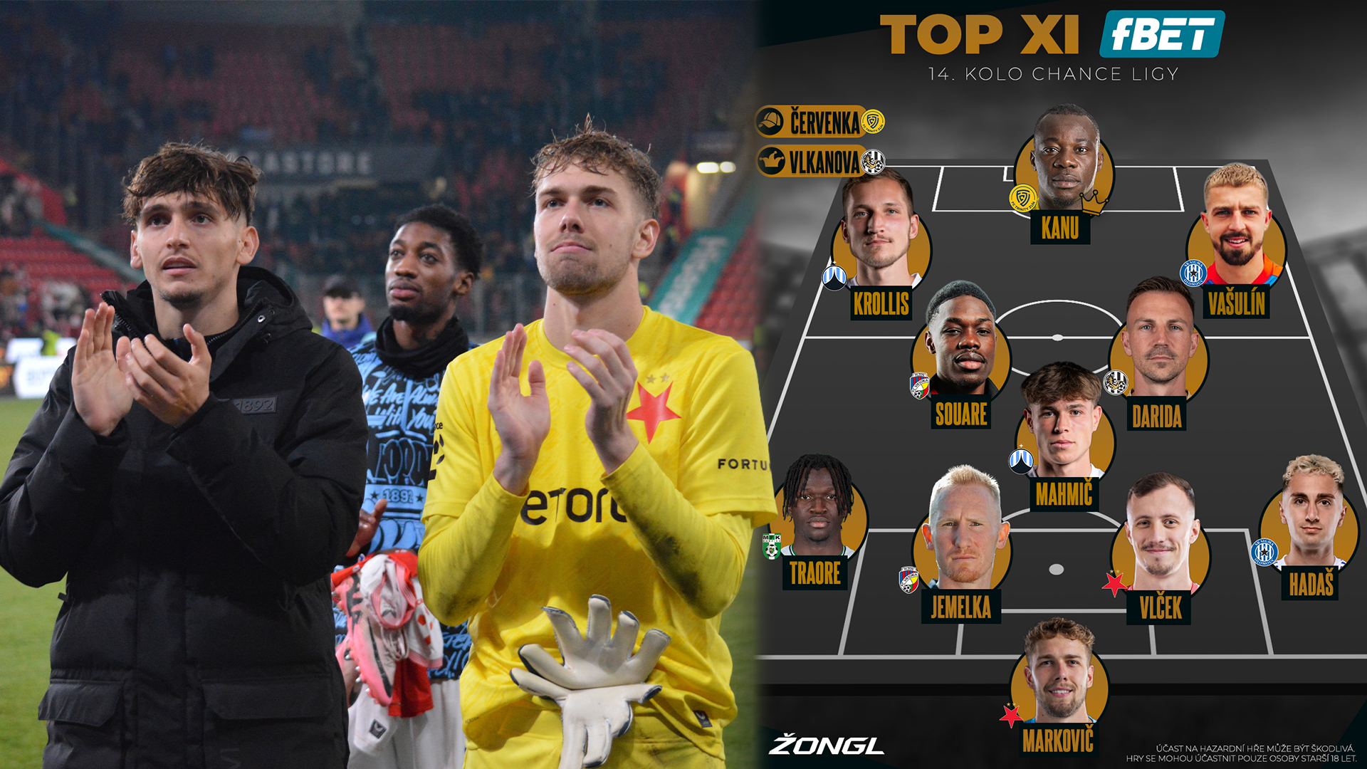 fBET TOP XI. CHL 14. kolo – Dvougólový Kanu či Vašulín, žolík Vlkanova nebo znovuzrozený Krollis